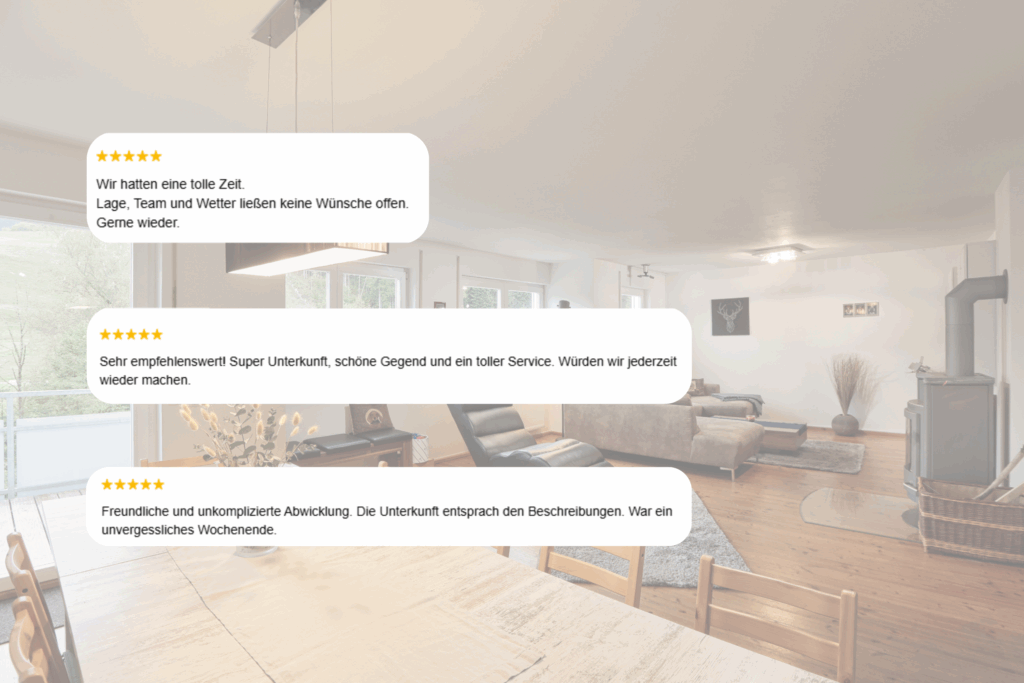 Auszug aus Google-Bewertungen zum Ferienhaus Johann